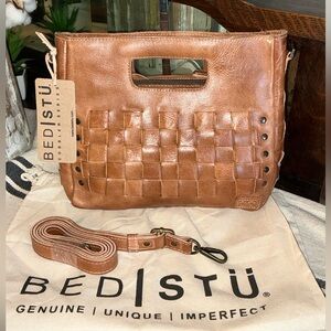 NWT Bed Stu Leather Keiki Crossbody Bag Handbag Tan Rustic MSRP $235